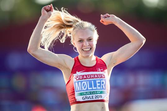 Anna-Emilie Møller of Denmark celebrates