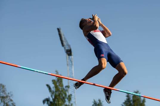 Sondre Guttormsen of Norway when competing in men's pole