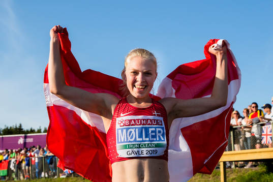 Anna Emelie Möller of Denmark wins the women's 3000m
