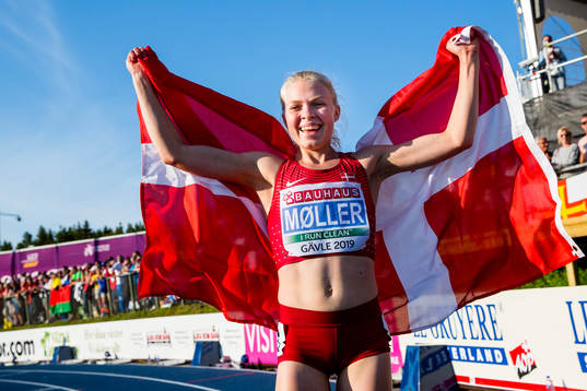 Anna Emelie Möller of Denmark wins the women's 3000m