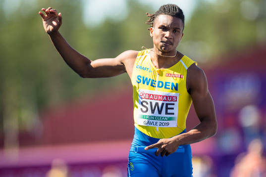 Anders Pihlblad of Sweden crosses the finish line at the