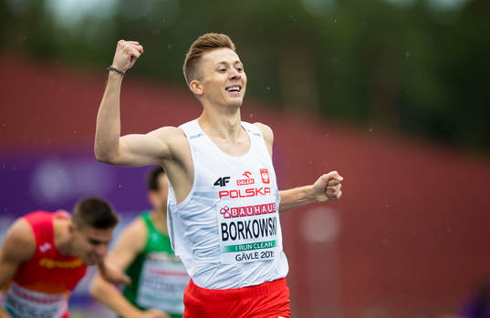 Mateusz Borkowski of Poland celebrates the victory in the