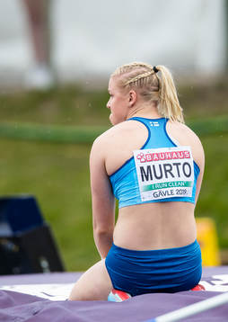 Wilma Murto of Finland looks dejected in the women's pole