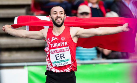 Necati Er of Turkey celebrate the victory in the men's