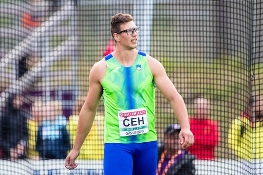 Kristjan Ceh of Slovakia in the men's discus throw