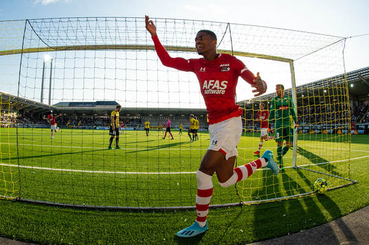 Myron Boadu of AZ Alkmaar celebrates his teams second goal