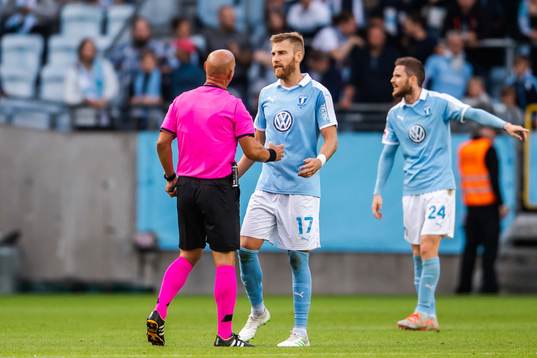 Rasmus Bengtsson of Malmö FF in a conversation with