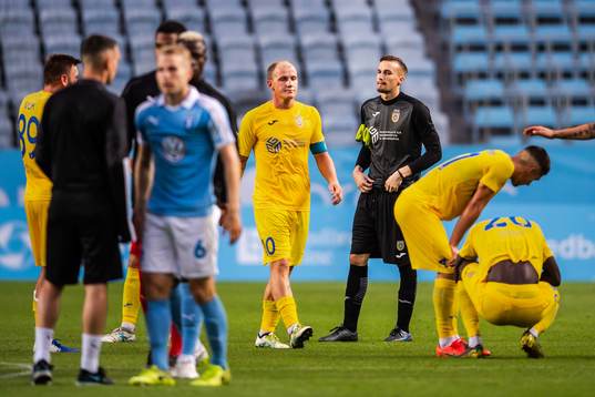 Goalkeeper Grega Sorcan of Domzale looks dejected