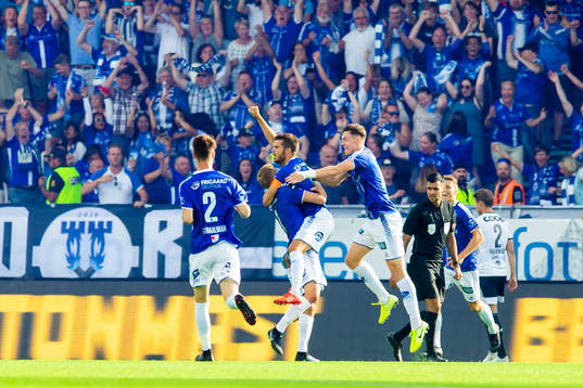 Joachim Thomassen of Sarpsborg 08 celebrates with his