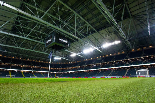 General view of Friends Arena a head of the International