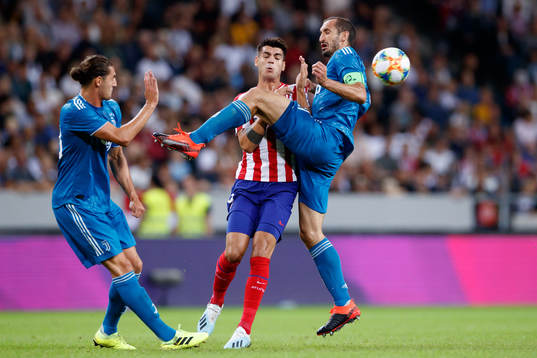 Adrien Rabiot and Giorgio Chiellini of Juventus against