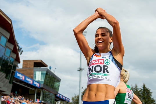 Amalie Hammild Iuel of Norway reacts