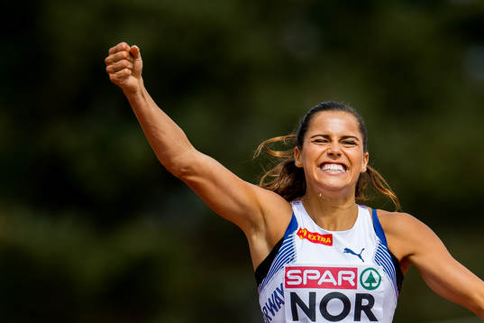 Amalie Hammild Iuel of Norway celebrates winning the