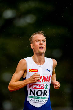 Filip Mangen Ingebrigtsen of Norway competes to win the
