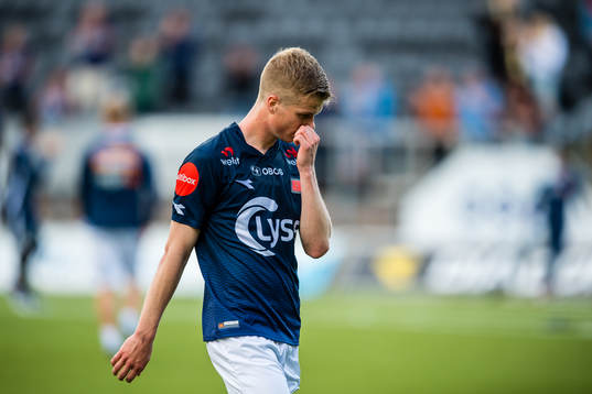 Samuel Kari Fridjonsson of Viking looks dejected