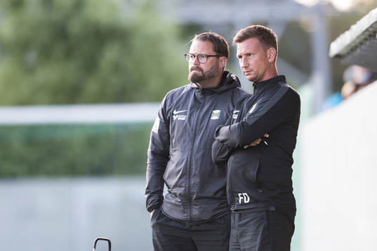 Varbergs tränare Joakim Persson och Fredrik Danielsson