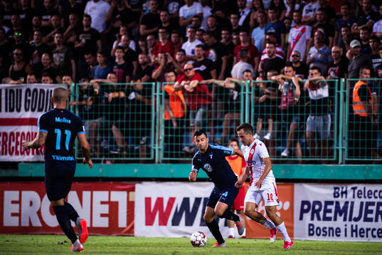 Behrang Safari of Malmö FF and Damir Sovsic of Zrinjski