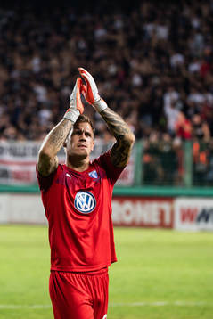 goalkeeper Johan Dahlin of Malmö FF celebrates
