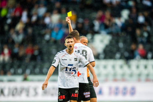 Elbasan Rashani of Odd gets a yellow card