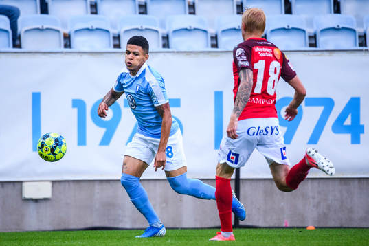 Malmö FFs Romain Gall och Falkenbergs Jacob Ericsson