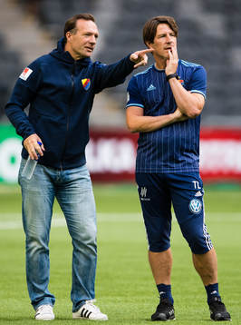 Djurgårdens tränare Kim Bergstrand och tränare Thomas