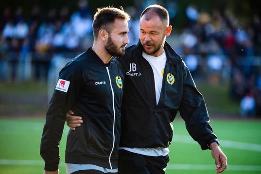 Hammarbys Muamer Tankovic och assisterande tränare Joachim