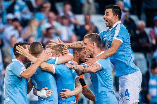 Behrang Safari of Malmö FF celebrates