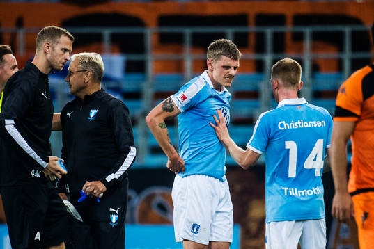 Sören Rieks of Malmö FF in pain