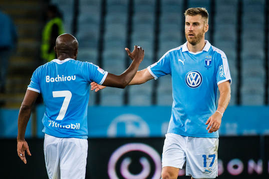 Fouad Bachirou and Rasmus Bengtsson of Malmö FF celebrates
