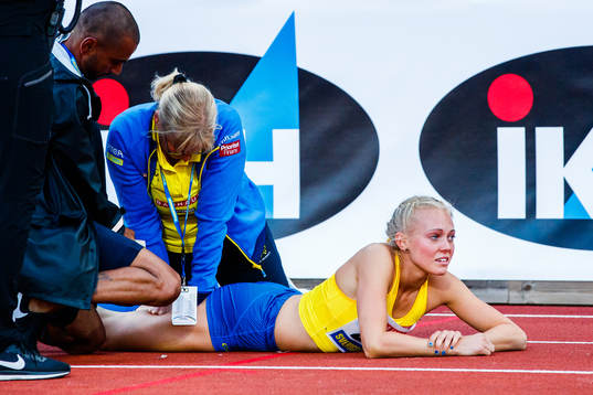 Tilde Johansson of Sweden in pain
