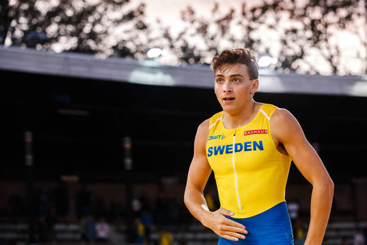 Armand Duplantis of Sweden celebrates