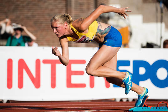 Moa Hjelmer of Sweden in the women's 400m