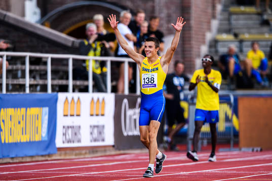 Jesper Hellström of Sweden celebrates