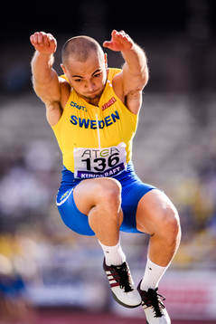 Artur Engström of Sweden compete in the men's triple jump