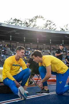 Melker Svärd Jacobsson of Sweden and Armand Duplantis of