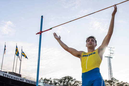 Armand Duplantis of Sweden celebrates