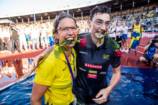 Karin Torneklint, coach of Sweden and Armand Duplantis