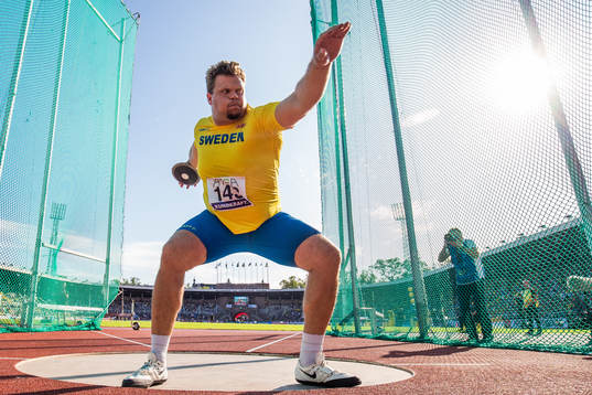 Daniel Ståhl of Sweden in the men's discus throw
