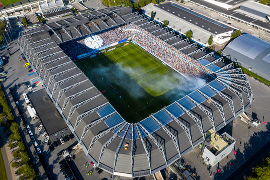 Drönarbild över stadion