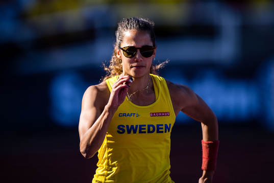 Angelica Bengtsson of Sweden warming up