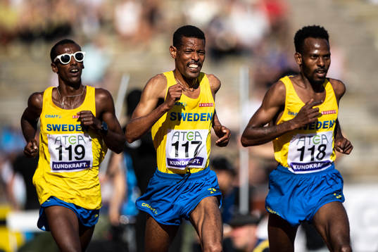 Mustafa Mohamed, Abraham Adhanom and Robel Fshia of Sweden