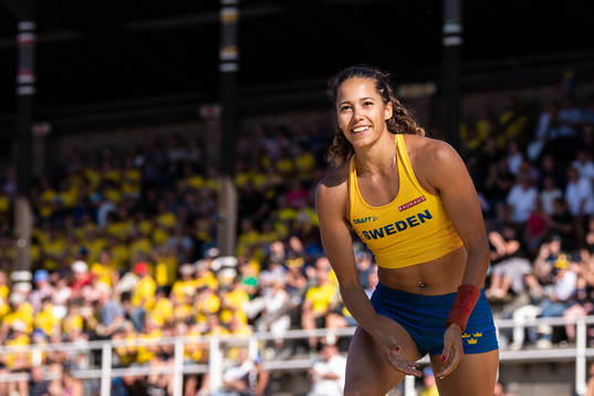 Angelica Bengtsson of Sweden celebrates