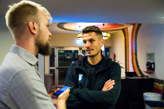 Markus Rosenberg of Malmö FF is intervjued by the press