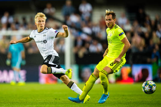 Birger Solberg Meling of Rosenborg and Izet Hajrovic of