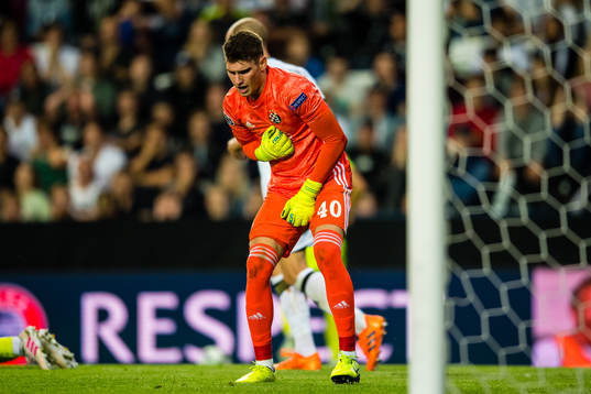 Dominik Livakovic of Dinamo Zagreb in pain