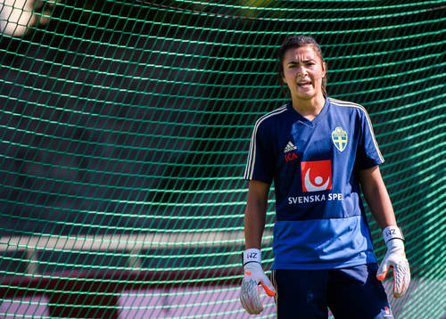 Goalkeeper Zecira Musovic of the Swedish national women