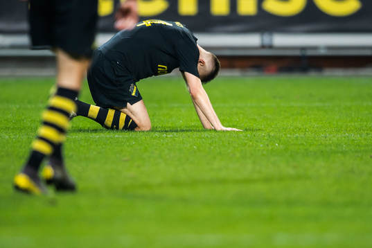 Karol Mets of AIK looks dejected