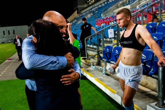 Anna-Maj Jensen and Uwe Rösler, head coach of Malmö FF