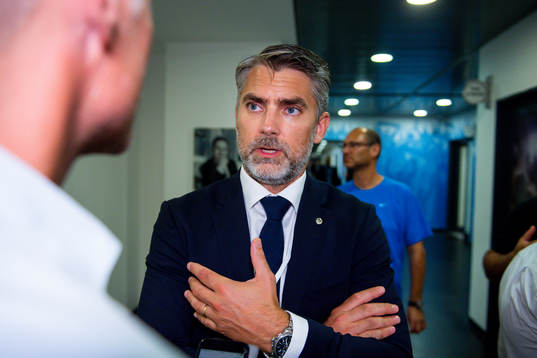 CEO Niclas Carlnén of Malmö FF is interviewed by the media
