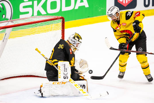 Goalkeeper Gustaf Lindvall of Skellefteå and Mark